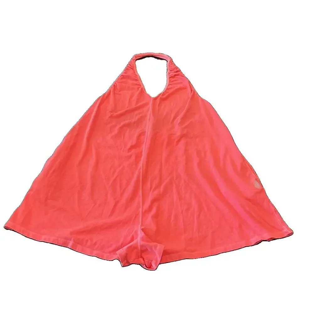 FP Movement NWT $60 Free People Hot Shot Halter Romper Open Back Hibiscus Pink